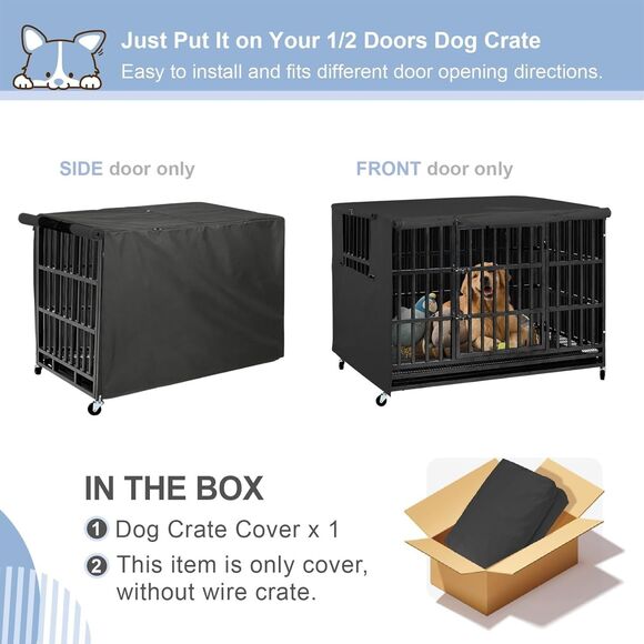 Explore Land Dog 38" Crate Cover Black Heavy Duty Polyester Pet Kennel Sunshade - Picture 2 of 7